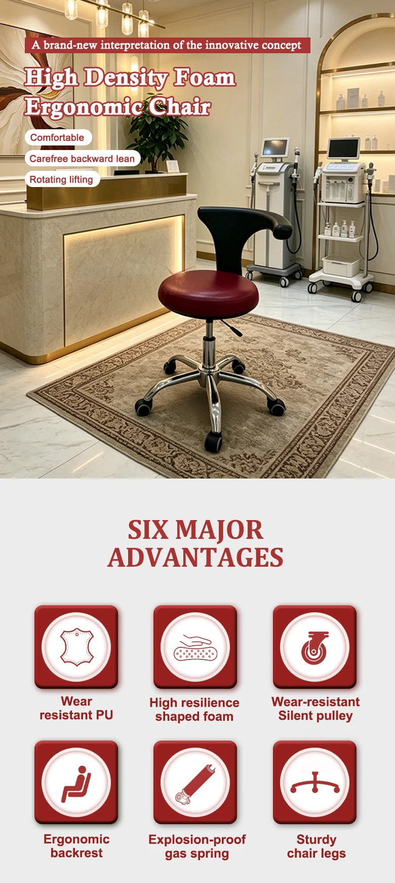 Saddle Beauty Stool Lifting Explosion Proof Chair Seat For Dental Nurse Surgery B Ultrasound Medical Salon Use