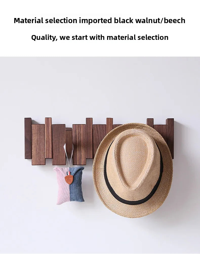 Wall Mounted Walnut Coat Rack Solid Wood Storage Rack Entry Porch Coat Rack Creative Piano Keys Home Decor