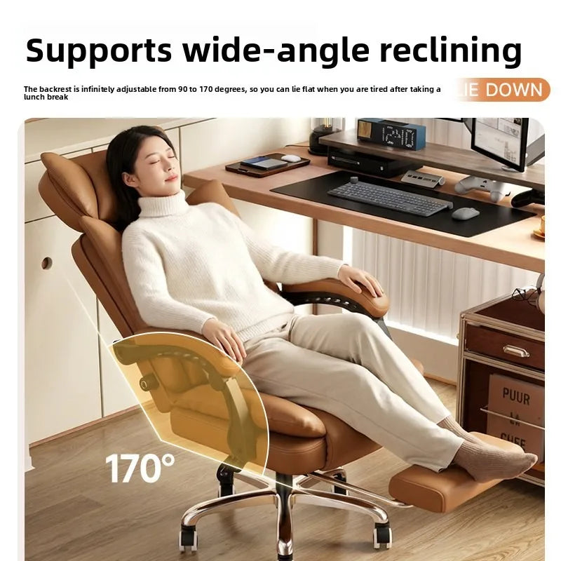 Ergonomic Leather Office Chair with High Backrest Recline Lumbar Support Executive Desk Chair Gaming Ready Comfort Furniture