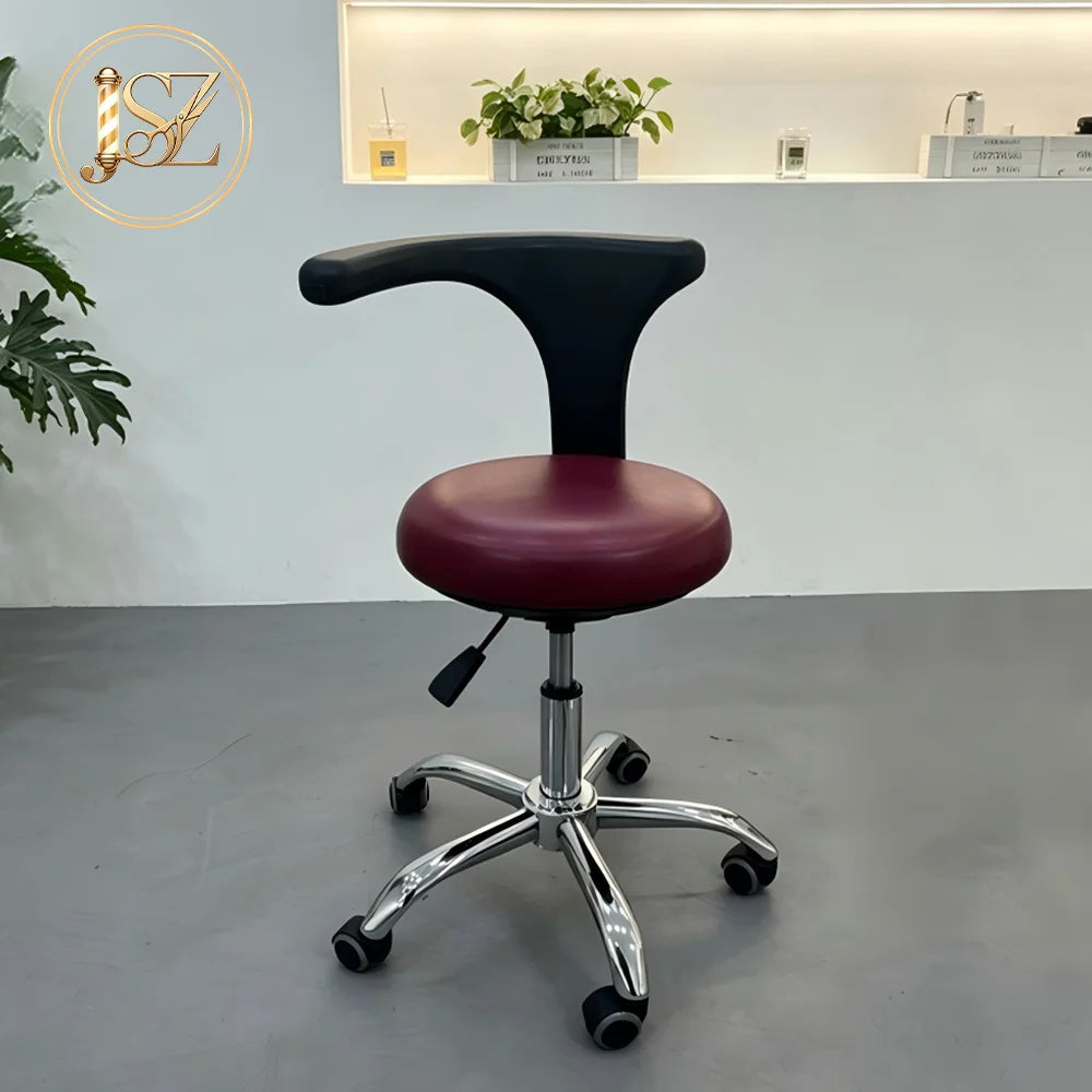 Hand Operated Lifting Rotary Lab Stool Full Leather Cushion Movable Base Professional Seat for Dental Clinic Nurse Work Area