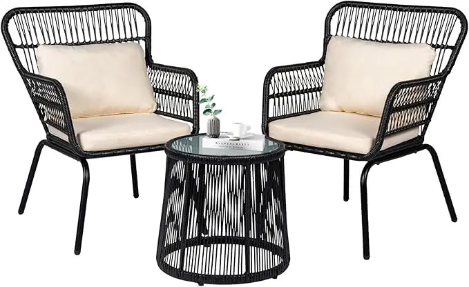 # New Arrival 3 Pieces Outdoor Furniture Set Patio Rattan Wicker Chairs