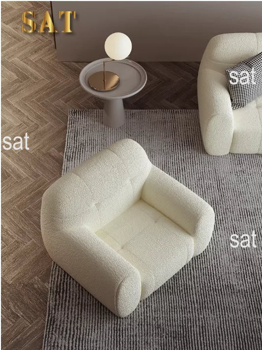 #@ Nordic Creative Light Luxury Fabric Designer Lamb Fleece Sofa Modern Minimalist Living Rooms Hotels Set bedroom soft sofa