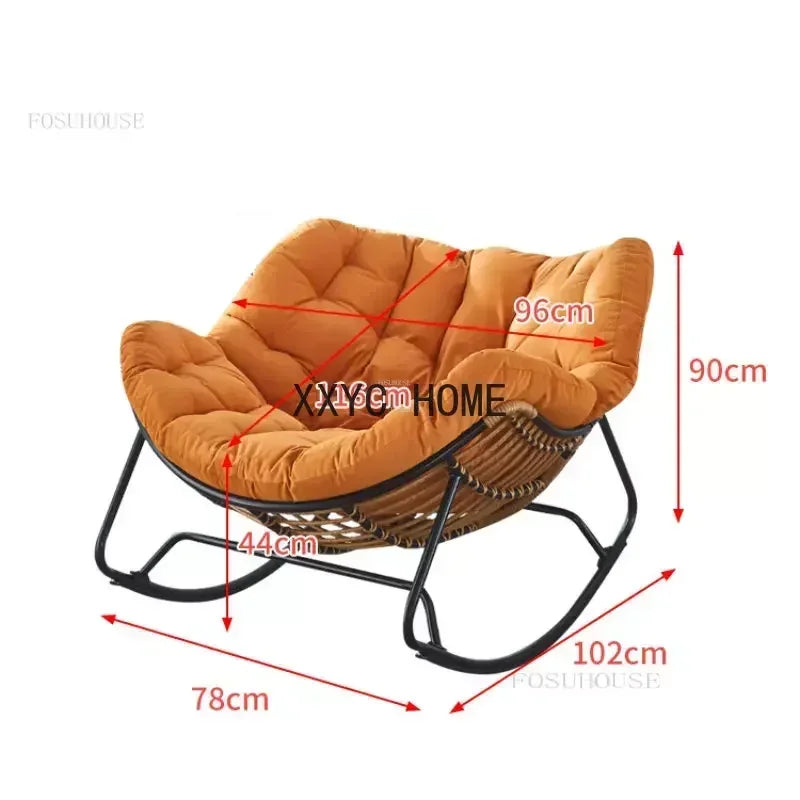 Nordic Lazy Living Room Chairs Home Balcony Rocking Chairs Reclining Sofas Rattan Sofa Leisure Rocking Chair Home Furniture
