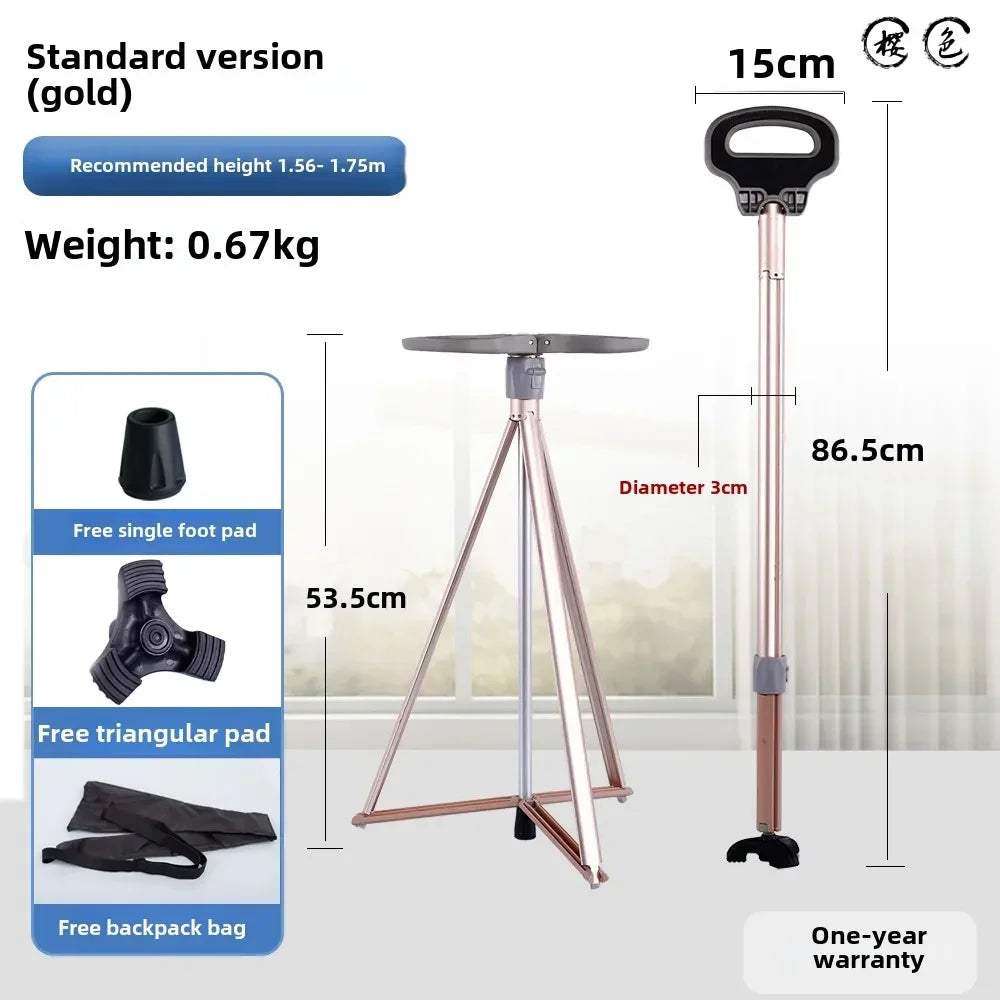 Elderly crutches Multifunctional cane chair Non-slip portable stool Light walker