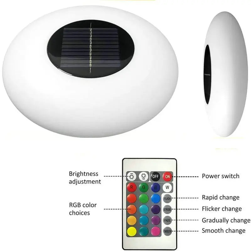 Solar Floating Pool Lights Swimming Pool Light Remote controlled 16 Colors Changing Waterproof Lawn Patio Decoration- Multicolor