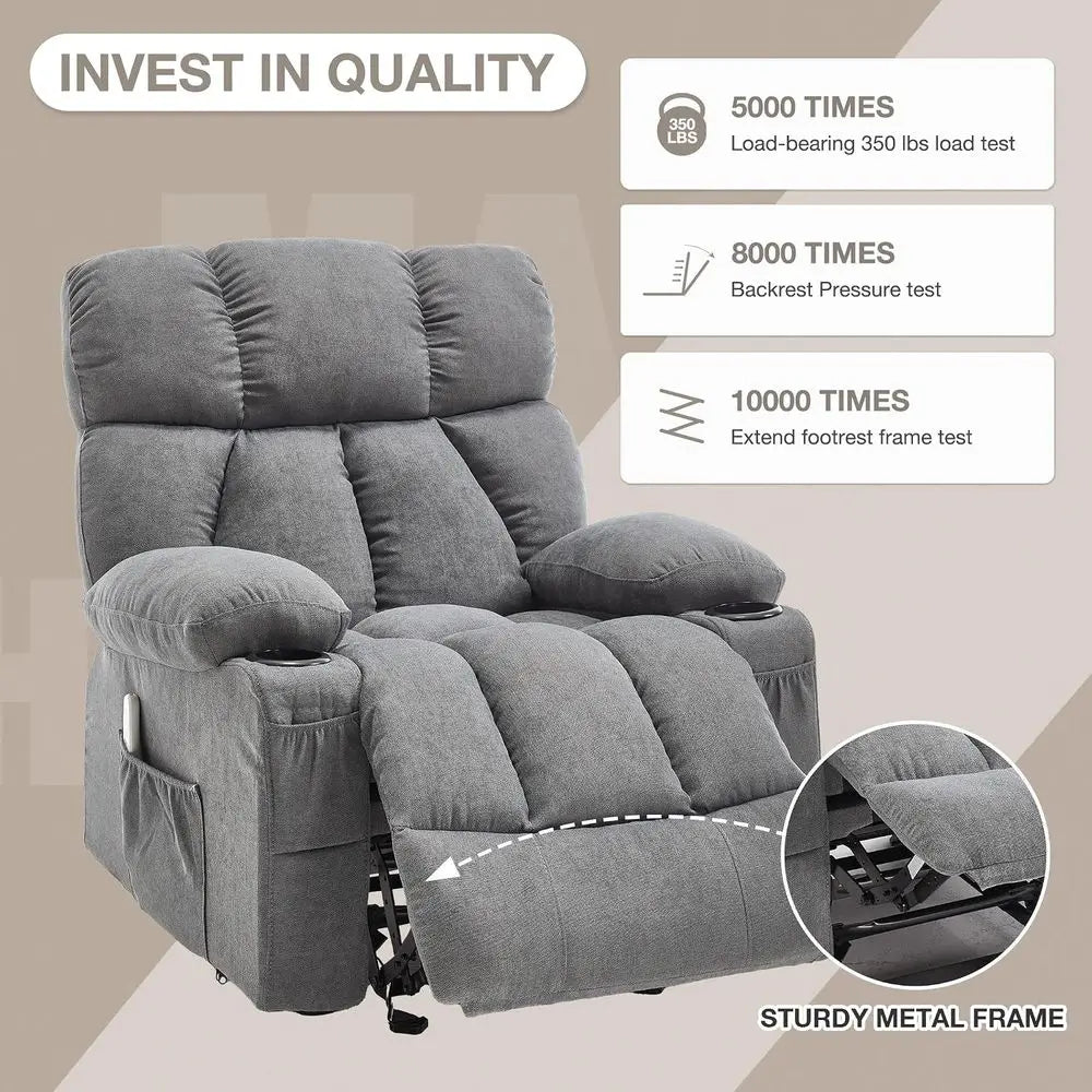 Massage Rocker Recliner Chair with Heat and Vibration Ergonomic Rocking Lounge Chair or Living Room Comy Overstued Recliner with
