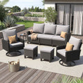 Outdoor Patio Furniture Set with Swivel Chairs 7 Pcs Black/Yellow | Outdoor Conversation Sets, Ottomans and Coffee, Customized