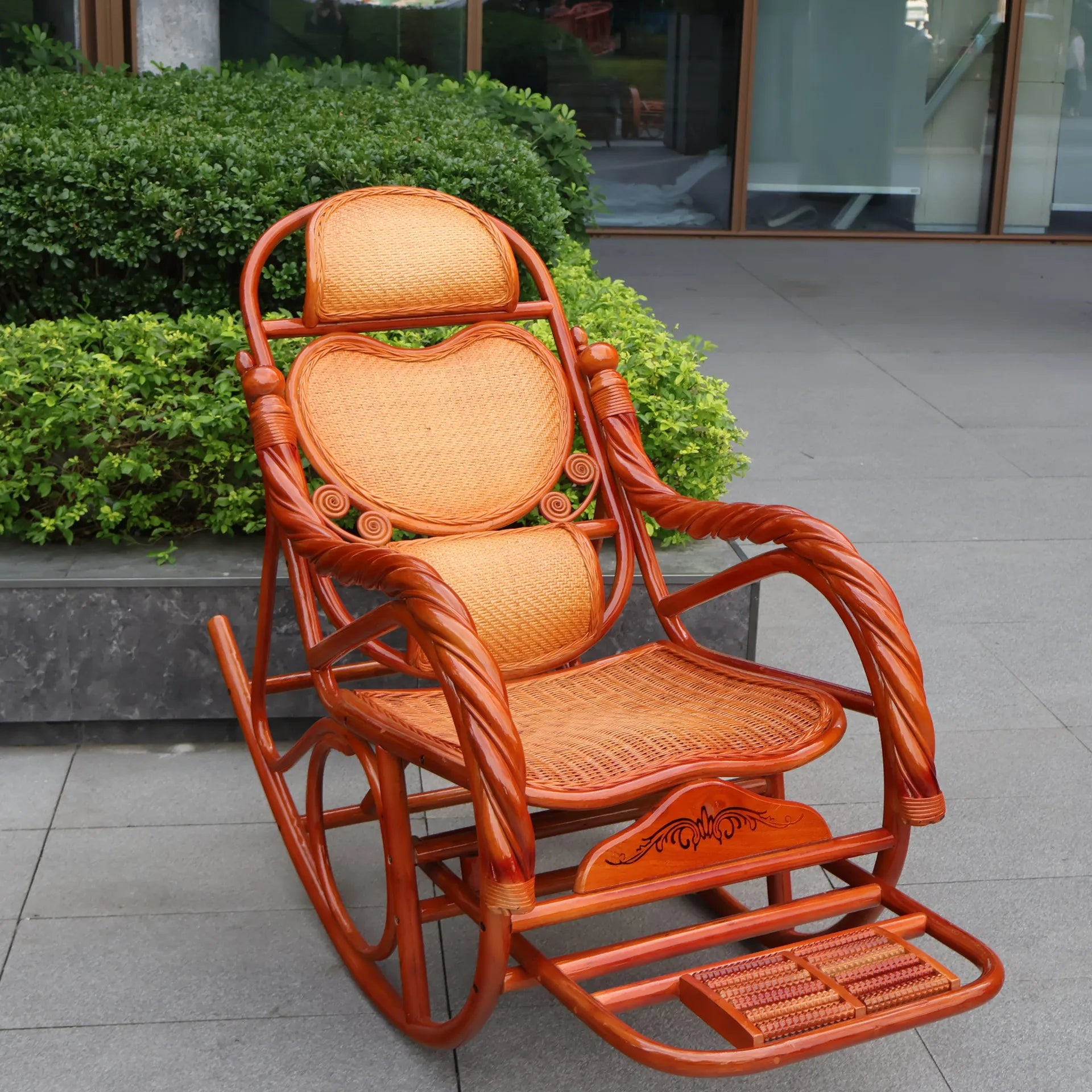 Home Balcony Leisure True Vine Elderly Rocking Chair Reliable Back Braided Rattan Chair Living Room