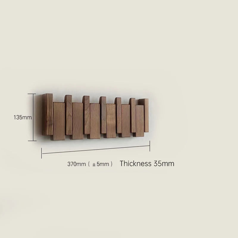Walnut Wood Coat Rack Hook Wall-Mounted Hidden Decoration Hook Hanger Foldable Bedroom Closets Wooden Wall Shelf Home Decor