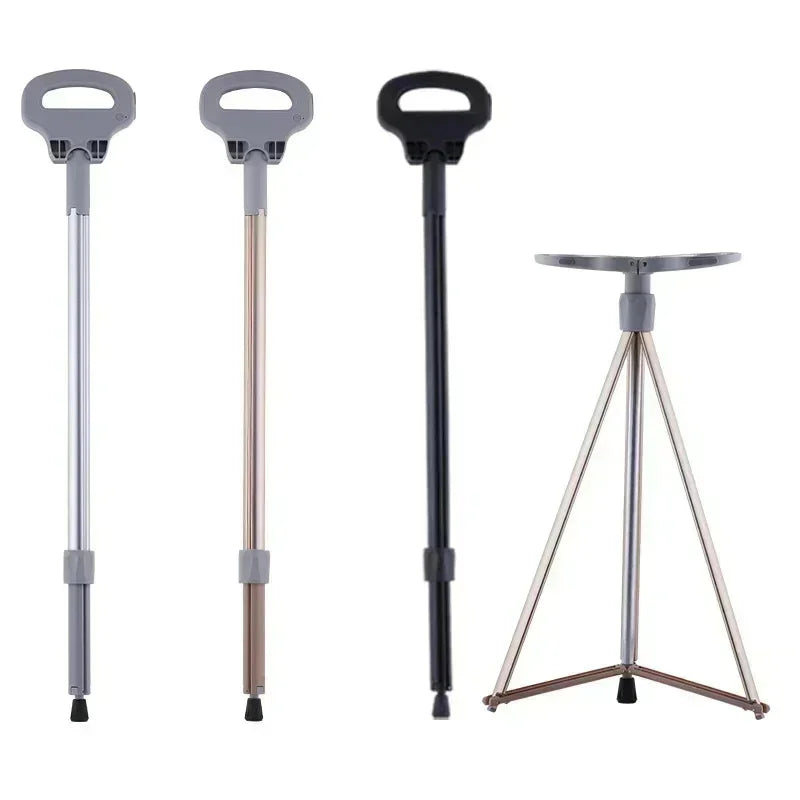 2024 New Multi Functional Mountaineering Cane Outdoor Folding Aluminum Alloy Cane Mobile Power Bank