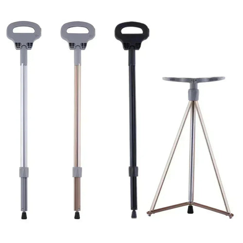 2024 New Multi Functional Mountaineering Cane Outdoor Folding Aluminum Alloy Cane Mobile Power Bank
