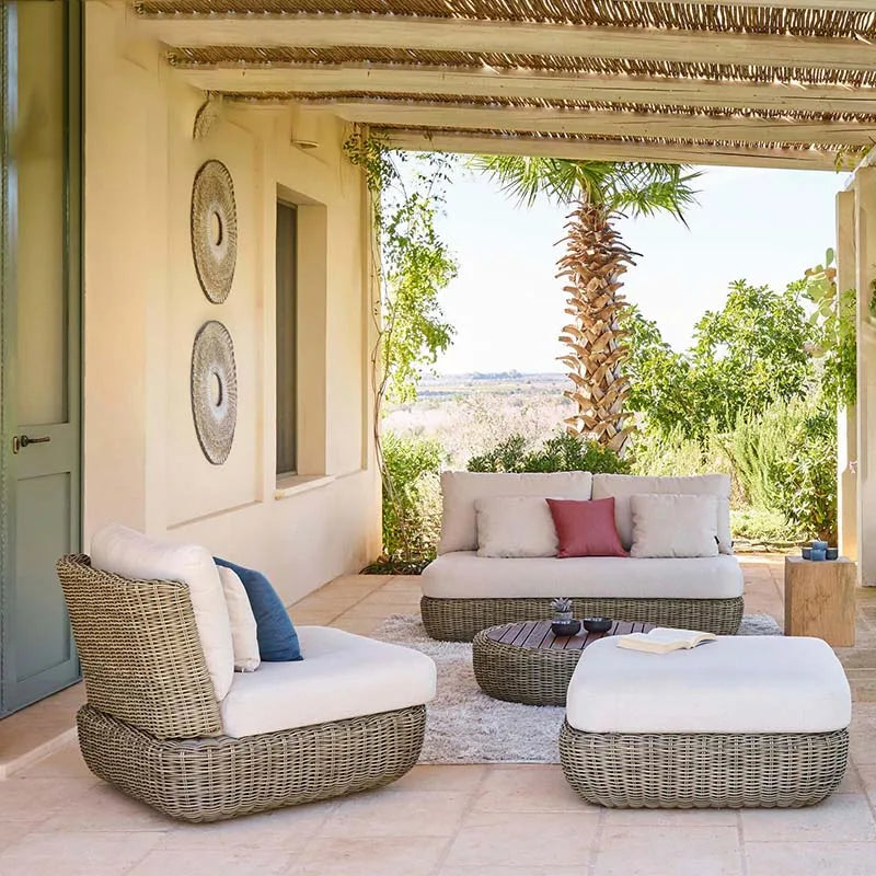 #Outdoor sofa, balcony, courtyard, outdoor sunroom, villa, waterproof and sun protection combination, rattan furniture
