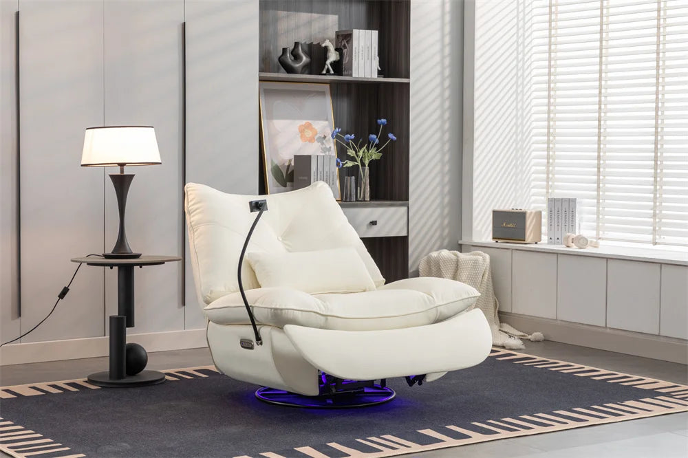 Smart Power Recliner Rocking Chair With LED Strap Swivel Glider Gaming Recliner Gaming Couch Sofa Chair Supplier For Office