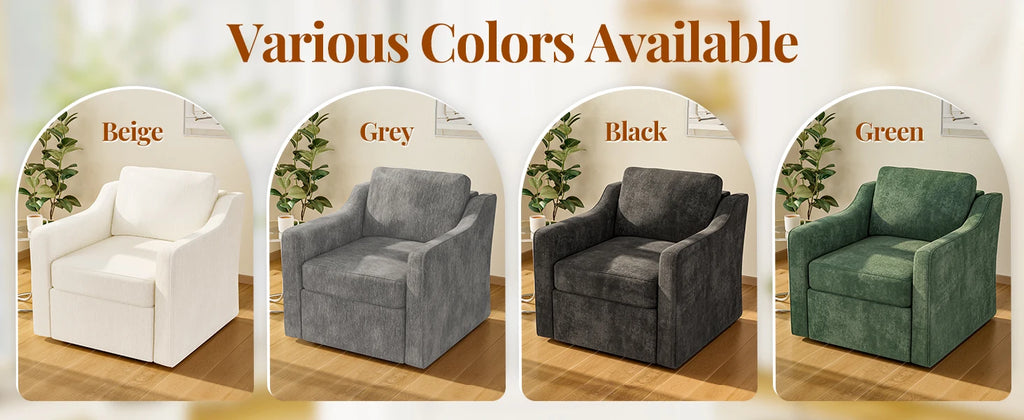 360° Swivel Accent Chair Set of 2, Large Comfy Reading Chairs, Accent Square Single-seat Armchair Upholstered Sofa