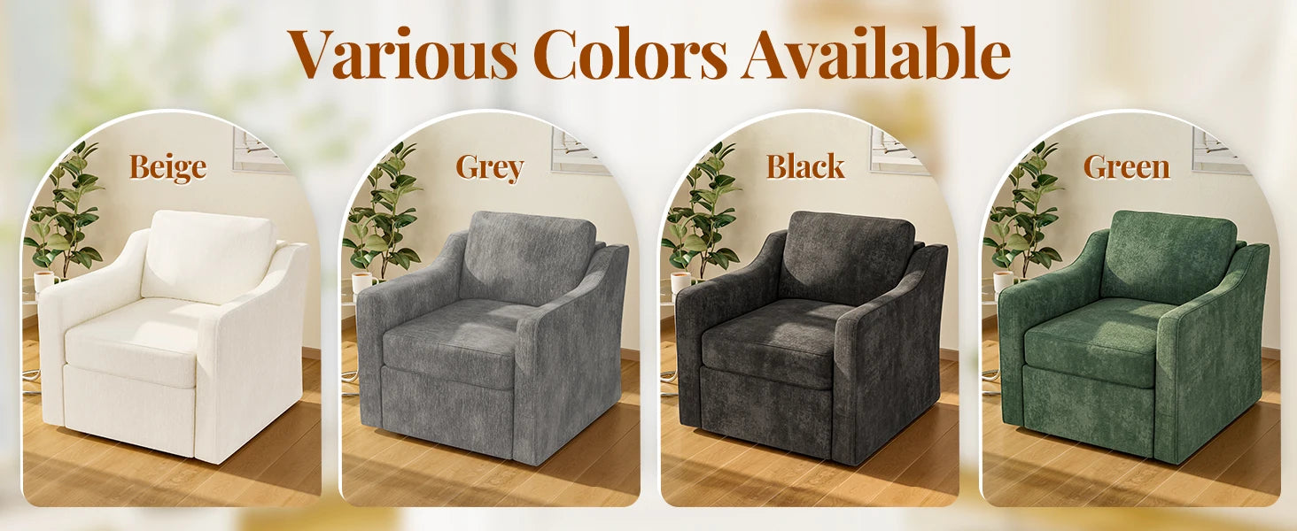 360° Swivel Accent Chair Set of 2, Large Comfy Reading Chairs, Accent Square Single-seat Armchair Upholstered Sofa