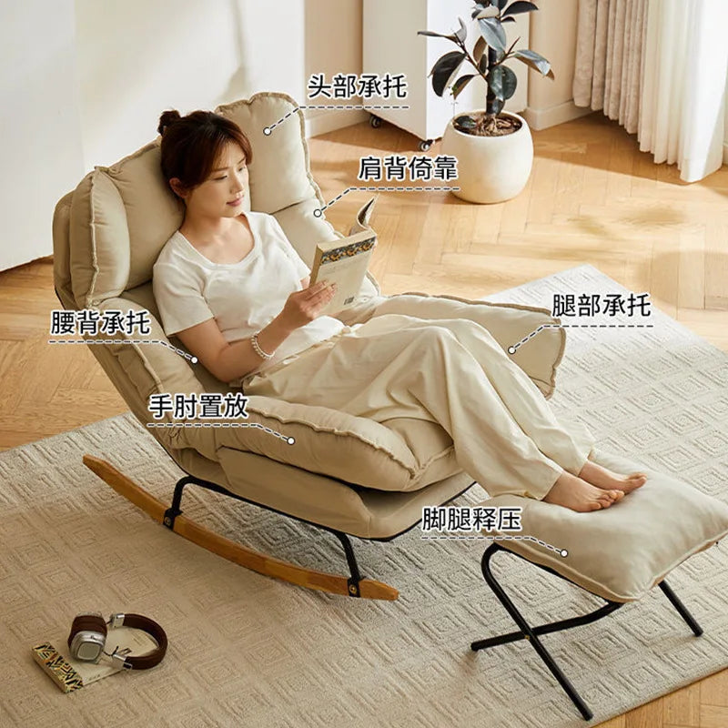 Comfortable Rocking Chair Home Use Living Room Balcony Rocking Single Reclining Lazy Sofa Chair Rental House Leisure Recliner