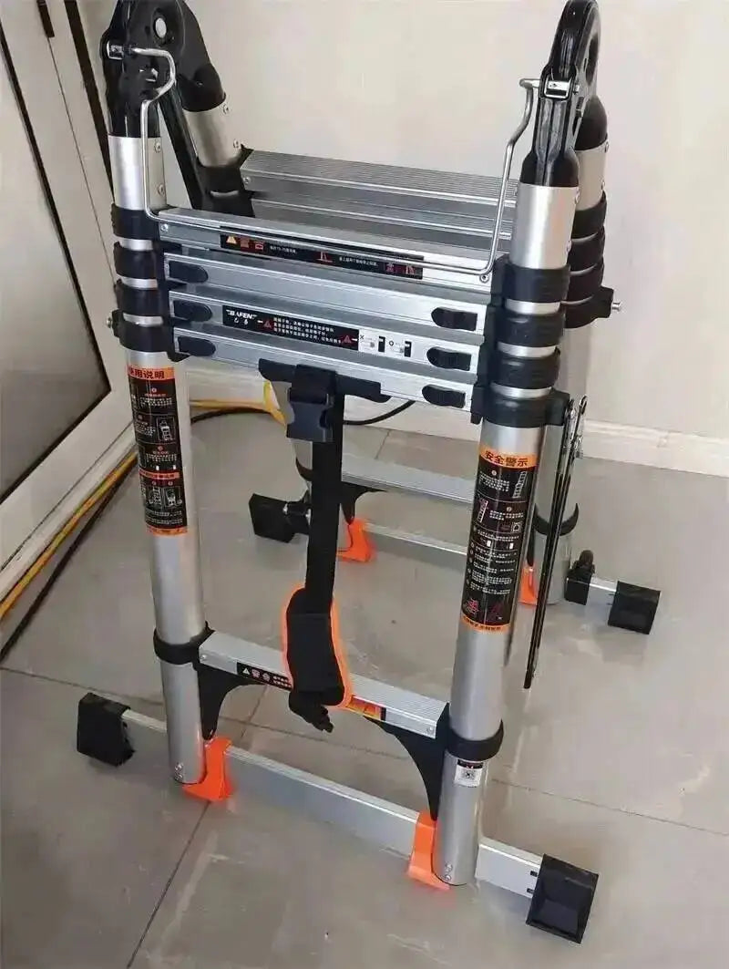 Engineering Multifunctional Aluminum Ladder Step Alloy Stools Home Folding Telescopic Ladder Portable Thick Herringbone Stairs