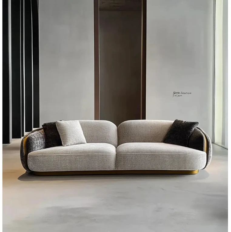 yi-Modern Rectangular Wood Frame 2 Seat Sofa for Living Room and Villa Hotel Lobby Office Reception Big Couch#