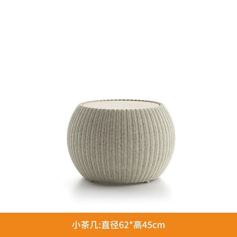 Nordic Woven Rattan Sofa Set with Coffee Table for Garden Balcony Patio Indoor Outdoor Leisure Furniture