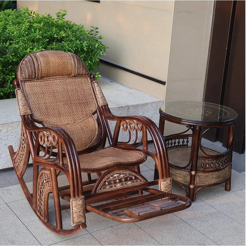 New Chinese rattan chair happy chair factory courtyard elderly rattan sofa