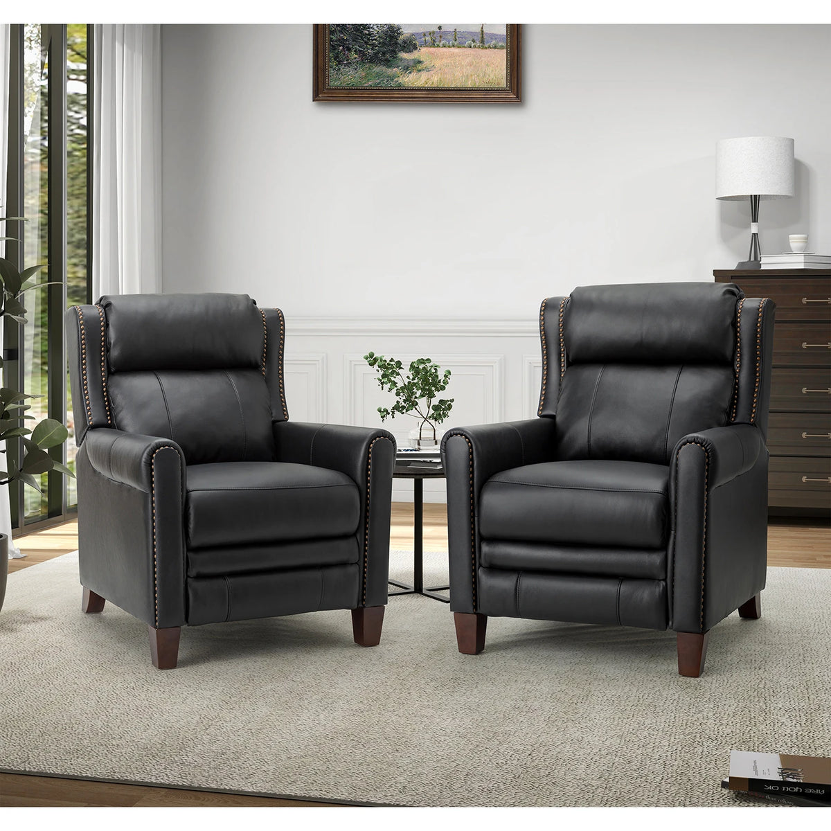 #Luxury Solid Wood Living Room Recliner Chairs Comfortable and Elegant