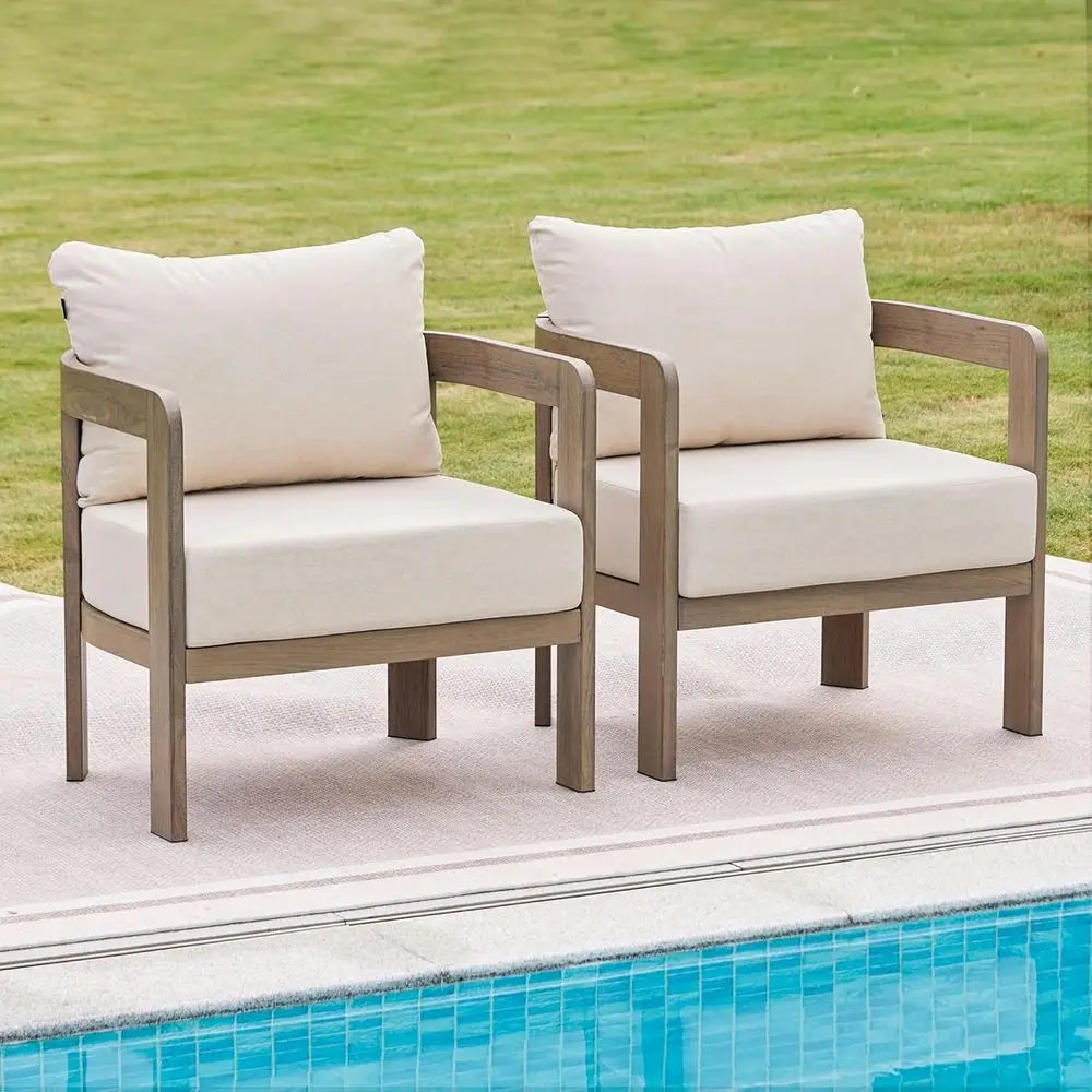Outdoor urniture Set, 2Pcs Patio Armchairs, Metal ern Outside urniture with 6'' Thick Cushions, Outdoor Contion Set Balcony Chai