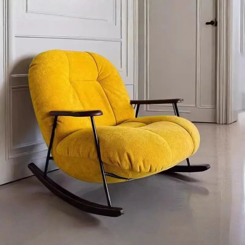 Rocking chair for living room and balcony single-seater sofa chair for small spaces fabric lazy sofa, reclining leisure chair