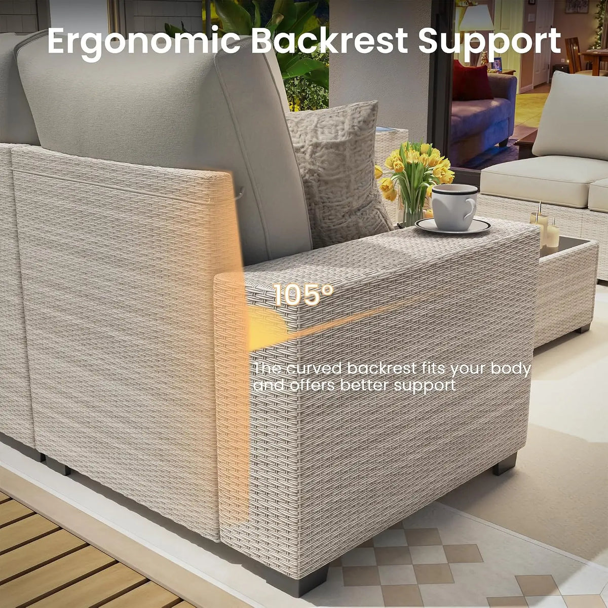 Modern Modular Patio Furniture Set,Sectional Sofa,for Backyard&Garden,8‑Pc, Custom