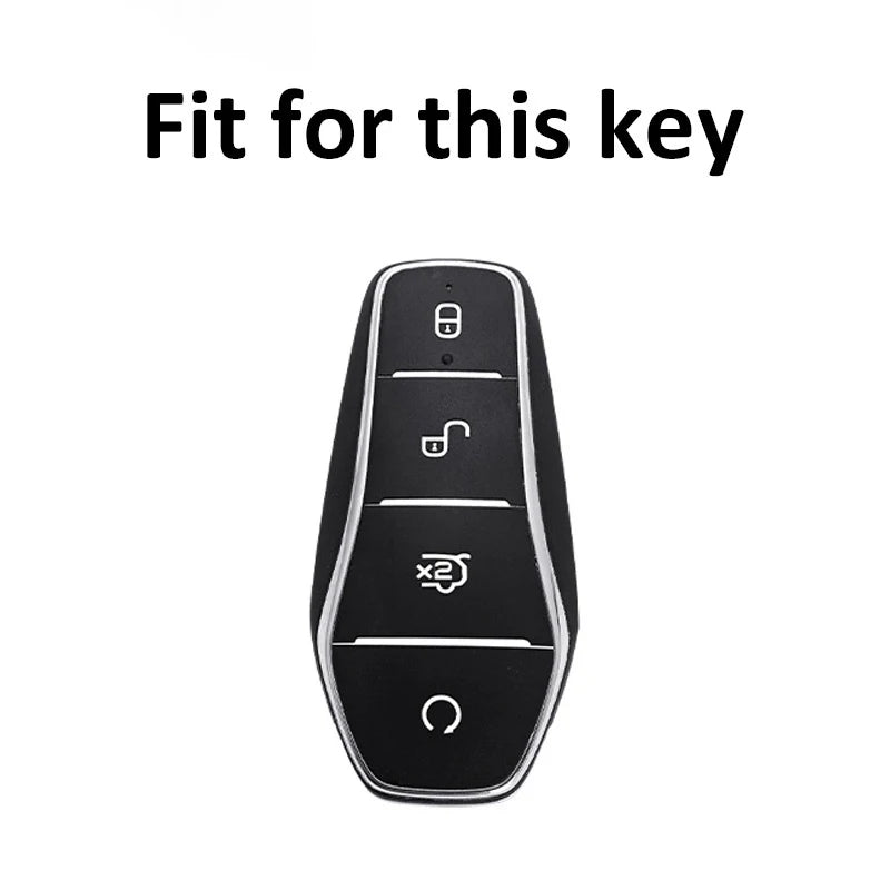 Alloy Leather Car Smart Remote Key Case Cover Emblem Accessories For BYD Song Pro Tang Dmi QIn PLUS MAX Yuan EV Dolphin Seagull