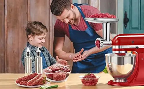 Metal Meat Grinder Attachment for KitchenAid Stand Mixer with 4 Grinding Plates 3 Sausage Tubes 2 Blades