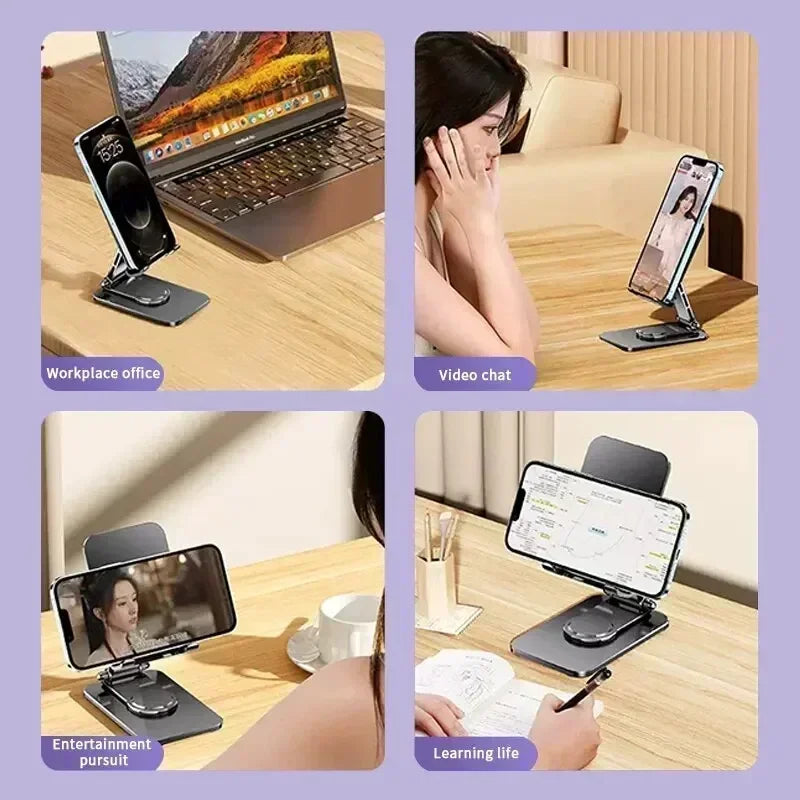 360° Rotation Metal Phone Holder Portable Foldable Desktop Tablet Stand For iPhone Samsung Xiaomi iPad Air Cellphone Bracket