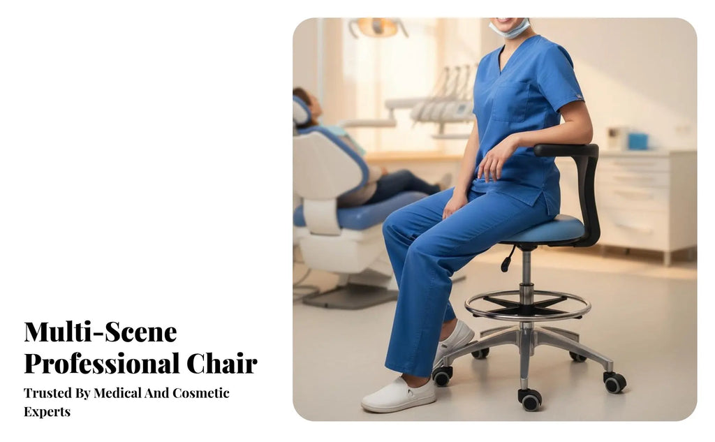 Adjustable Rolling Seat with Spine 360-Degree rotationDegree Rotating Medical Stool Easy to Clean Sturdy Duty for Doctors
