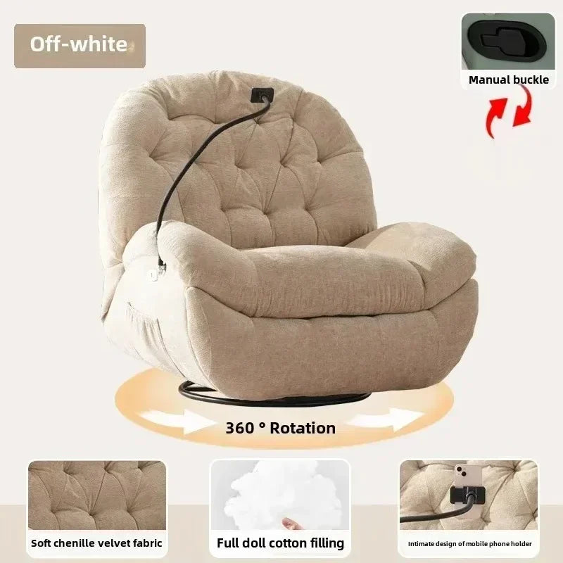 Modern Fabric Living Room Sofas Designer Living Room Furniture Leisure Lazy Sofa Bed Rocking Chair Nordic Home Rotating Recliner