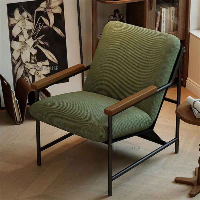 Nordic Single Sofa Chair Retro Corduroy Living Room Chairs Designer Lounge Chair Balcony Backrest Armchair Living Room Furniture