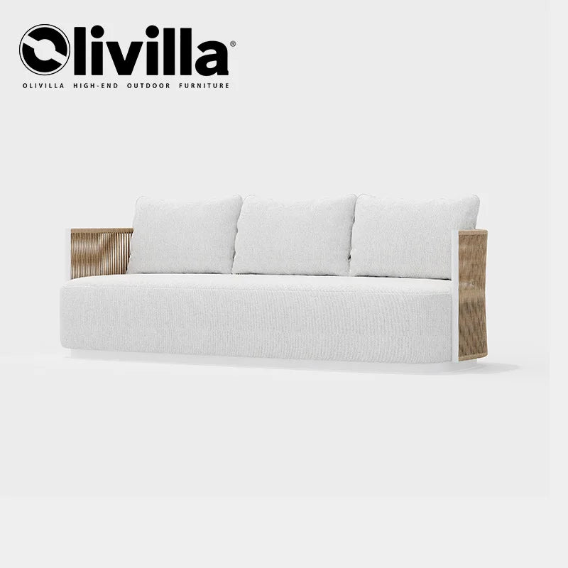 Scandinavian Outdoor Woven Rope Sofa Villa Courtyard Simple Garden Furniture Hotel Resort Leisure Open-Air Waterproof Sofa Couch