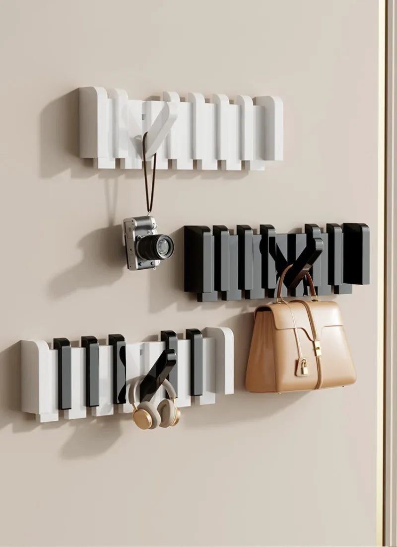 Wall Coat Rack Simple Piano Key Design Solid Wood Coat Stand Living Room Wall Hanging Clothes Hat Hook Storage Clothes Racks