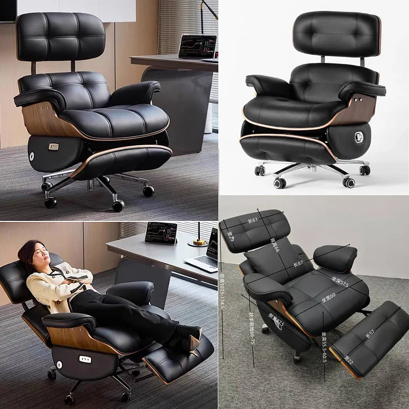 Electric boss chair Modern leather office Massage Reclining computer Study lunch break Multifunctional large
