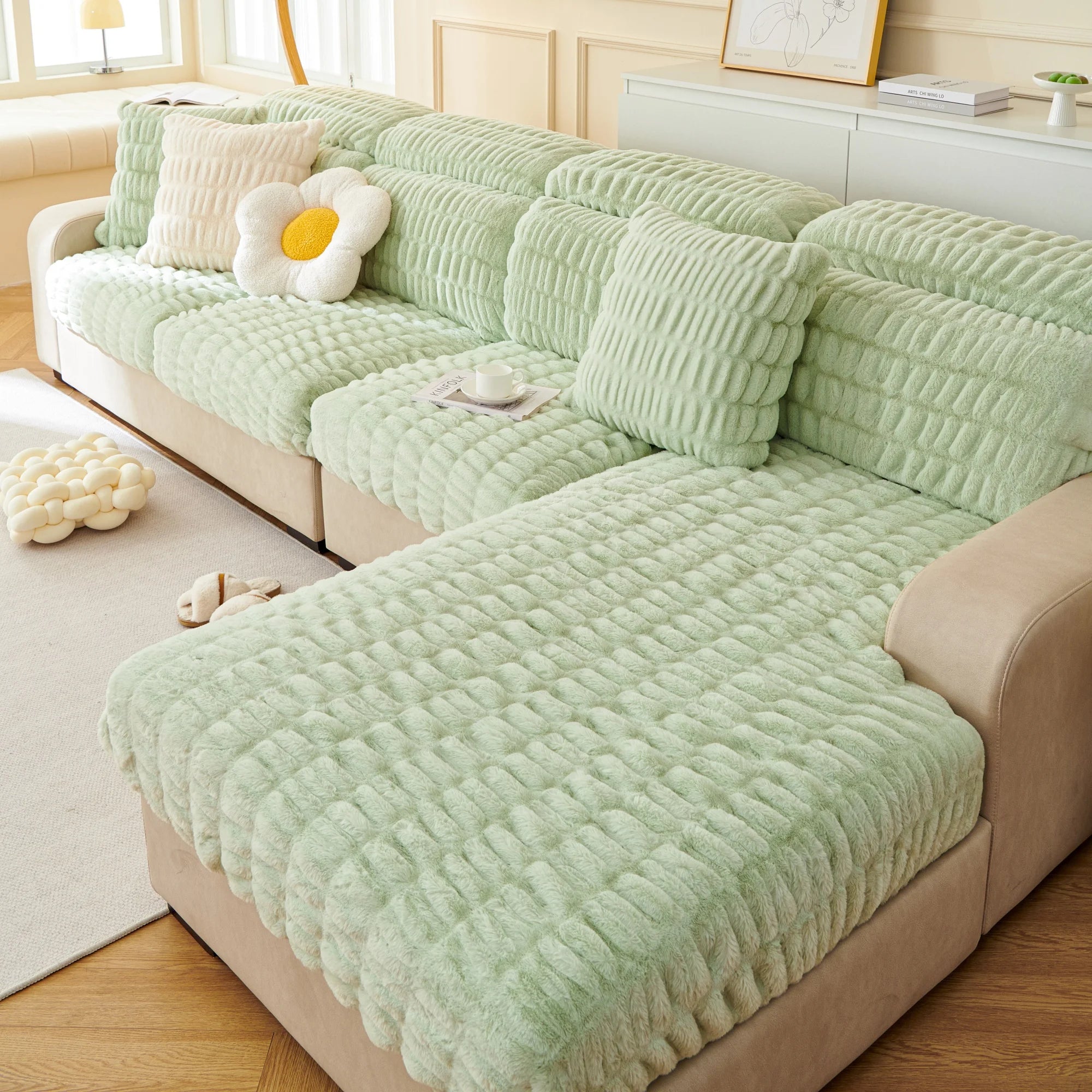 Couch Cushion Covers Individual Large Stretch Imitation Fur Sofa Cushion Covers, Couch Seat Covers Couch Slipcovers