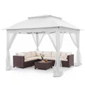 11x11 Pop Up Gazebo with Mesh Netting, Instant Outdoor Canopy Tent, Water Resistant Shelter with UPF 50+ UV, Customized