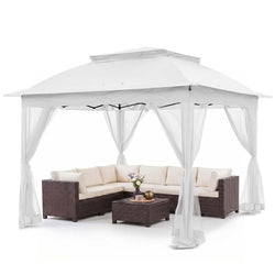 11x11 Pop Up Gazebo with Mesh Netting, Instant Outdoor Canopy Tent, Water Resistant Shelter with UPF 50+ UV, Customized