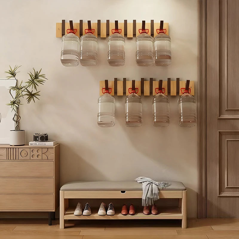Walnut Wood Coat Rack Wall Mounted Hooks Key Clothes Hanger Hallway Door Home Bedroom Entrance Decor Organizer Rack