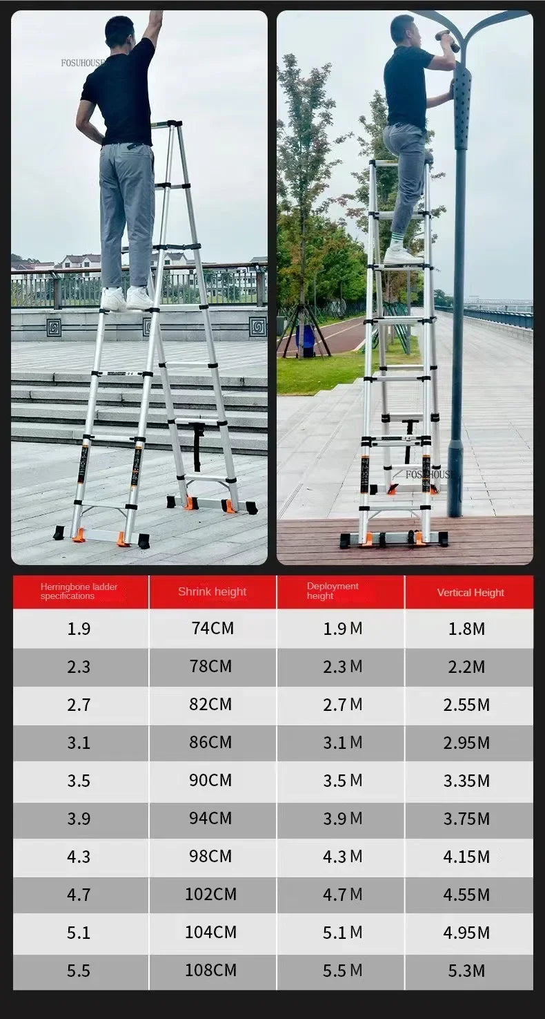 Folding Ladder for Construction Site Metal Telescopic Modern Thickened Ladders Creative Multifunctional Step Ladders for Home G