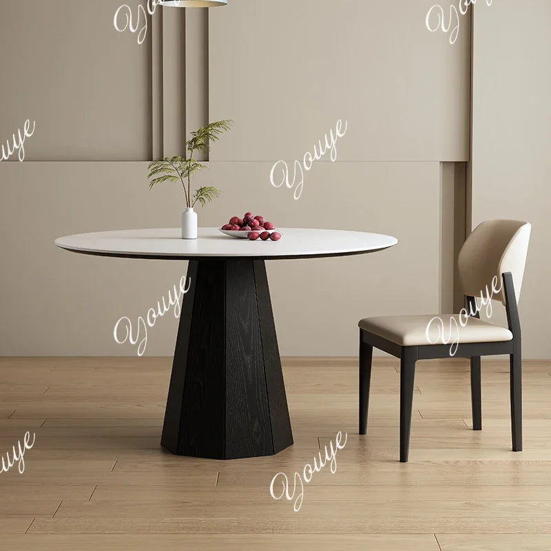 N44 Slate round table home small apartment modern simple dining room dining table solid wood designer high-end feeling