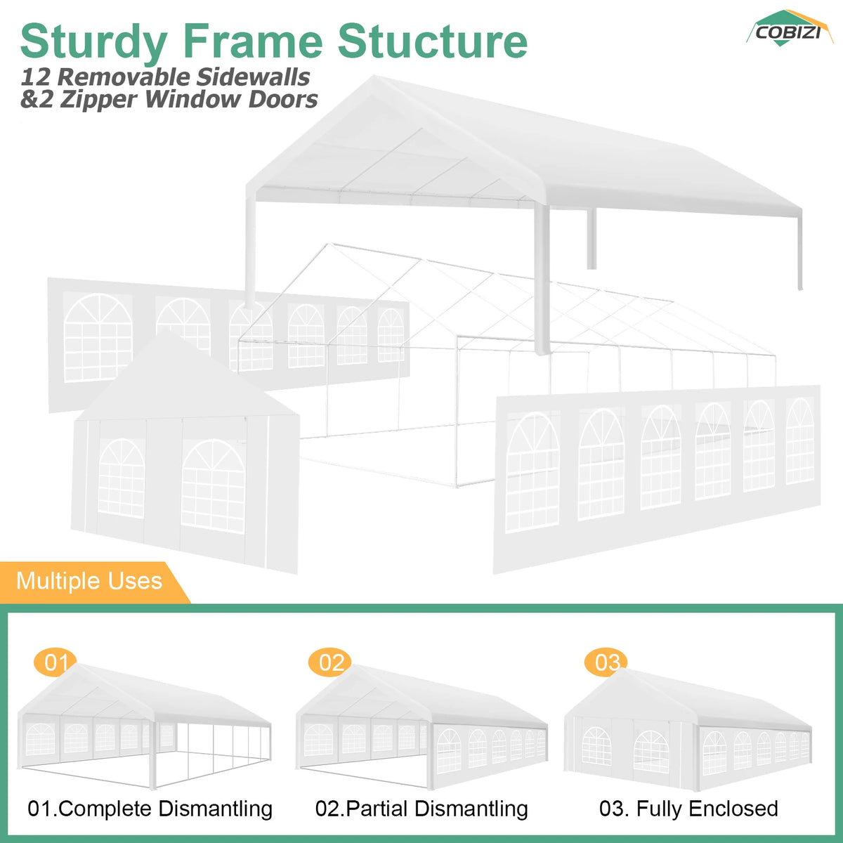 20×40FT Party Tent Heavy Duty, Wedding Tent, Event Tent for Parties, with 8 Removable Sidewalls,20×40FT Tent Carpas Para Fiestas