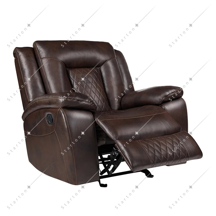 Modern Brown Genuine Leather Electric Recliner Sofa Set Living Room Furniture with Theater Sectional for Hotel or Home Use