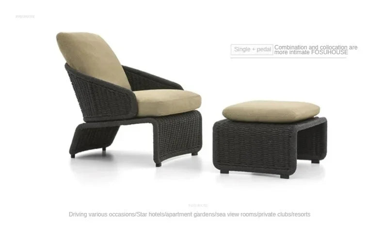 Nordic Rattan Garden Sofas for Model Light Luxury Household Outdoor Furniture for Garden House Backrest Soft Bag Leisure Sofa