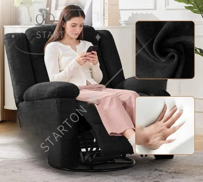 360° Swivel Rocker Recliner with Massage and Heating, Nursery Rocking Chairs，Korser Rocker Recliner Chair for Adults