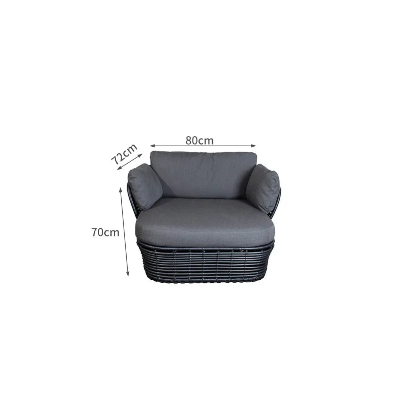 LMM outdoor rattan sofa sun protection waterproof patio balcony garden rattan chair