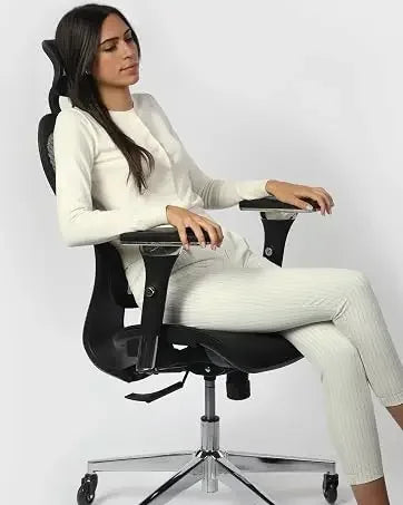 Oline ErgoPro Ergonomic Office Chair with 4D Adjustable Armrest, 3D Lumbar Support and Blade Wheels - Mesh Computer Gaming Rolling Desk Executive Swivel Home Chair (White)