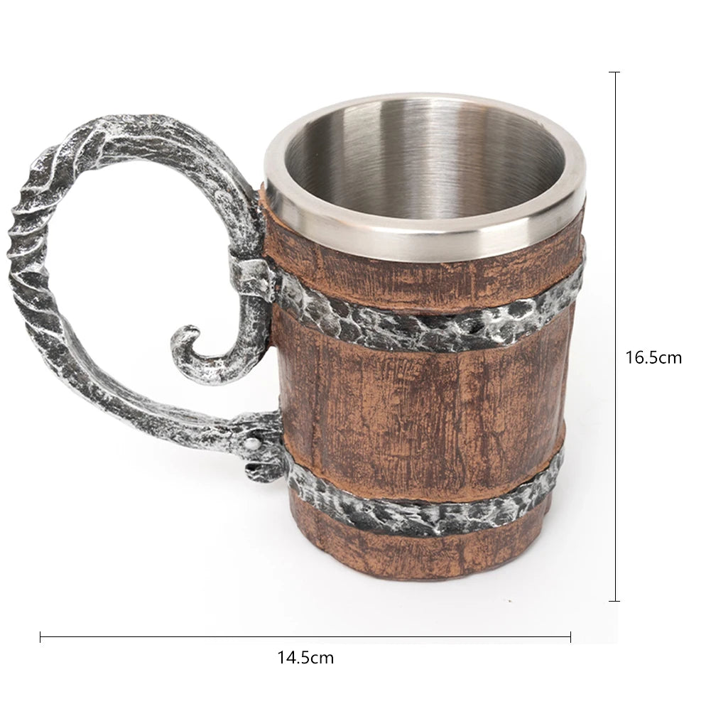 Beer Mug Stainless Steel Skull Mug Double Wall Drinking Mug Metal Insulated Gothic Design Coffee Beer Tankard Mug Halloween Gift